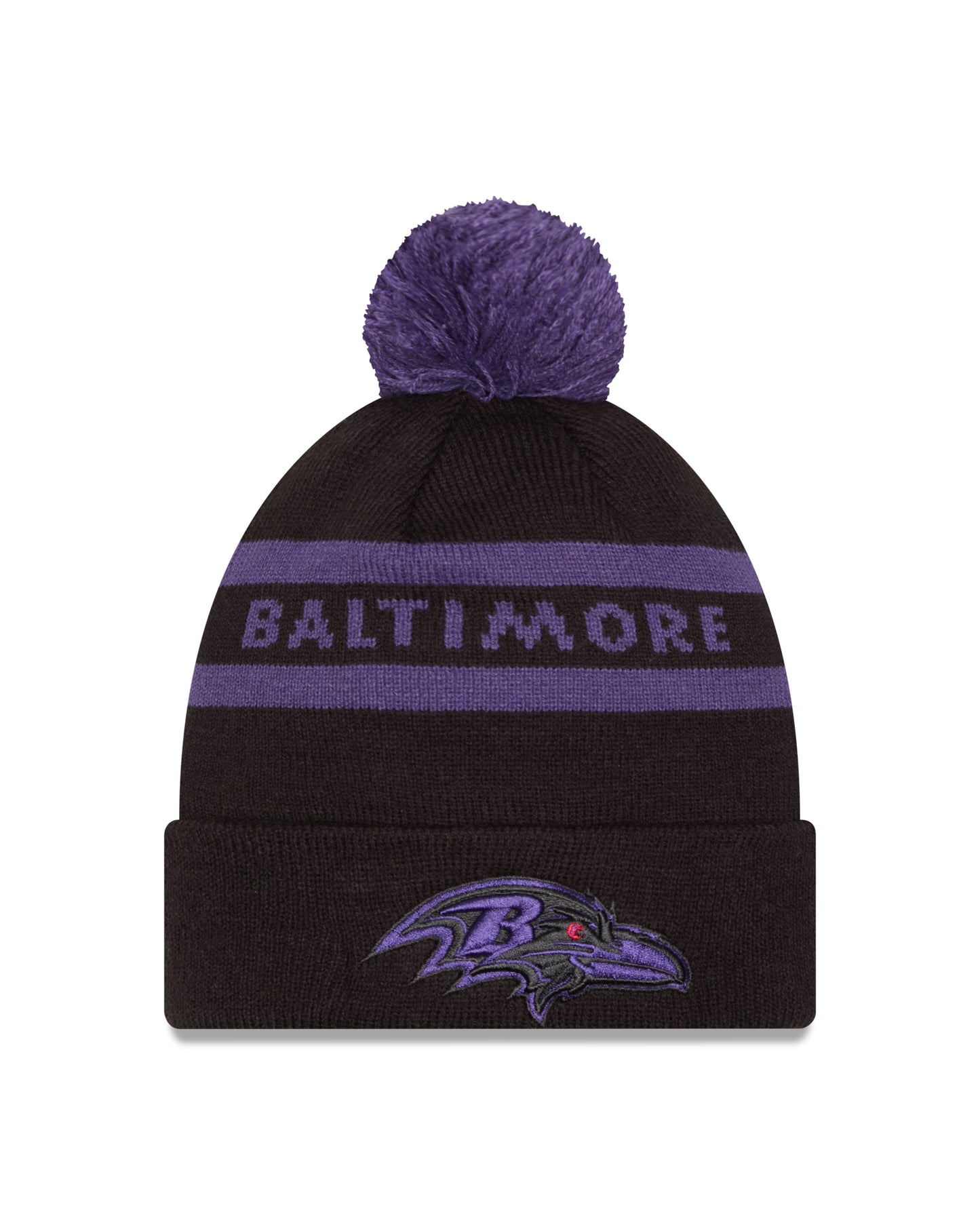 NFL Knit Hat Pom 2T Text Ravens