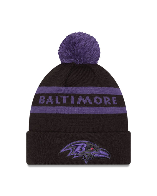 NFL Knit Hat Pom 2T Text Ravens