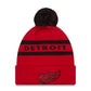 NHL Knit Hat Pom 2T Text Red Wings