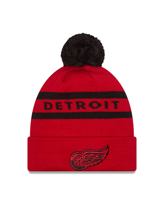NHL Knit Hat Pom 2T Text Red Wings