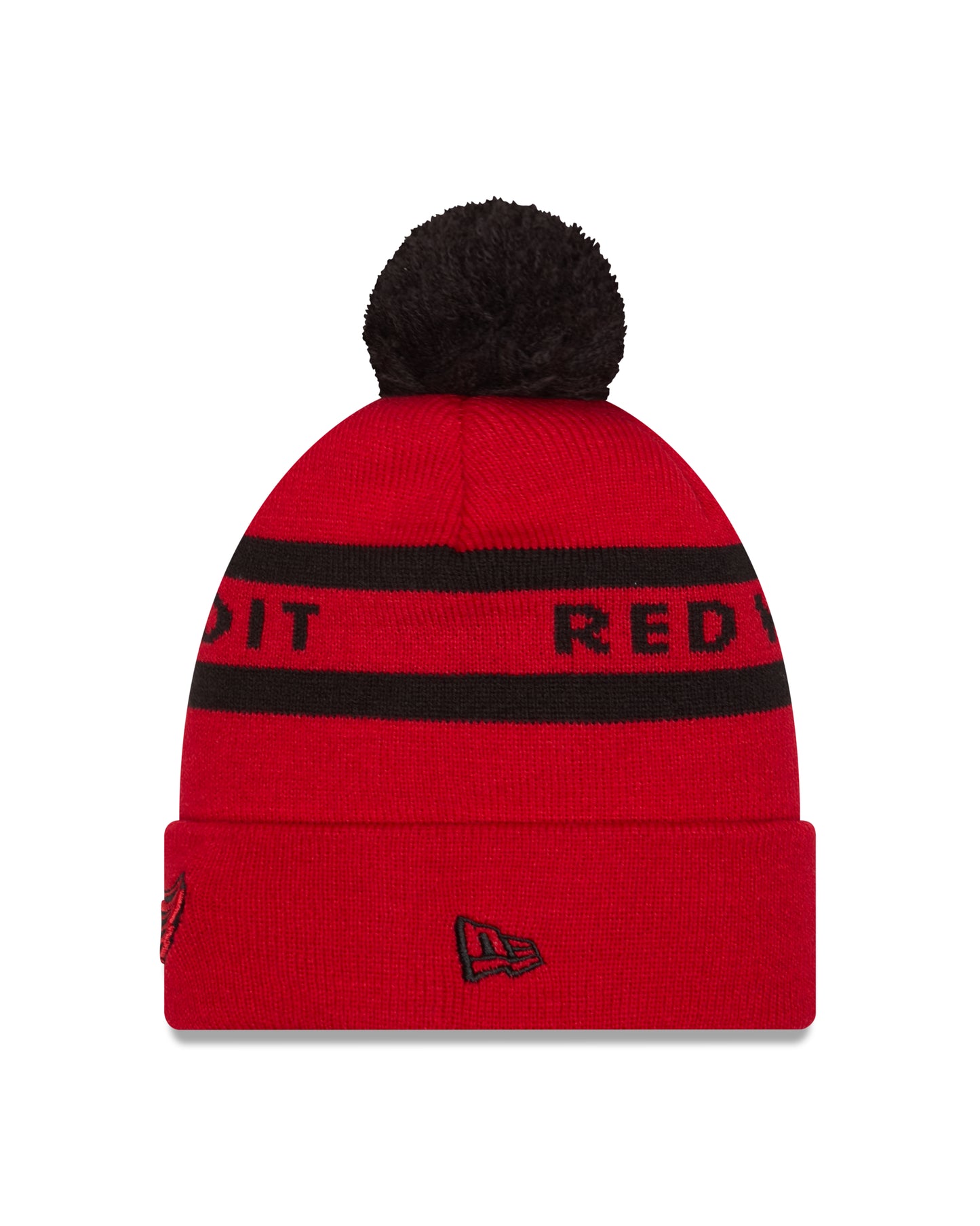 NHL Knit Hat Pom 2T Text Red Wings