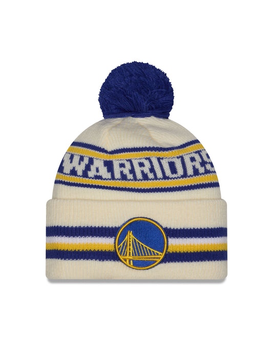 NBA Knit Hat Pom White Classic Warriors
