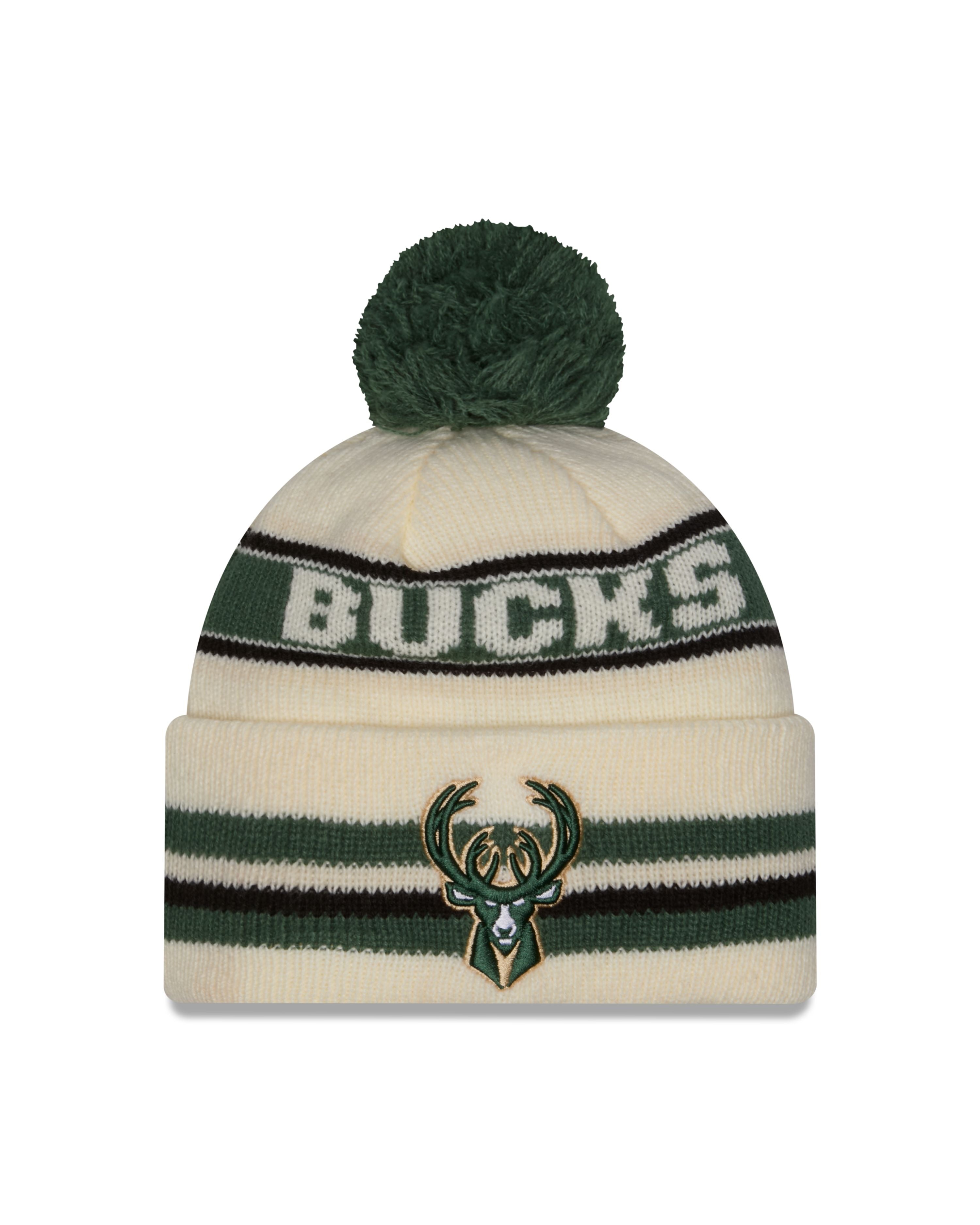 NBA Knit Hat Pom White Classic Bucks