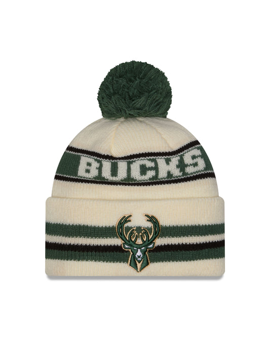 NBA Knit Hat Pom White Classic Bucks