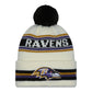 NFL Knit Hat Pom White Classic Ravens