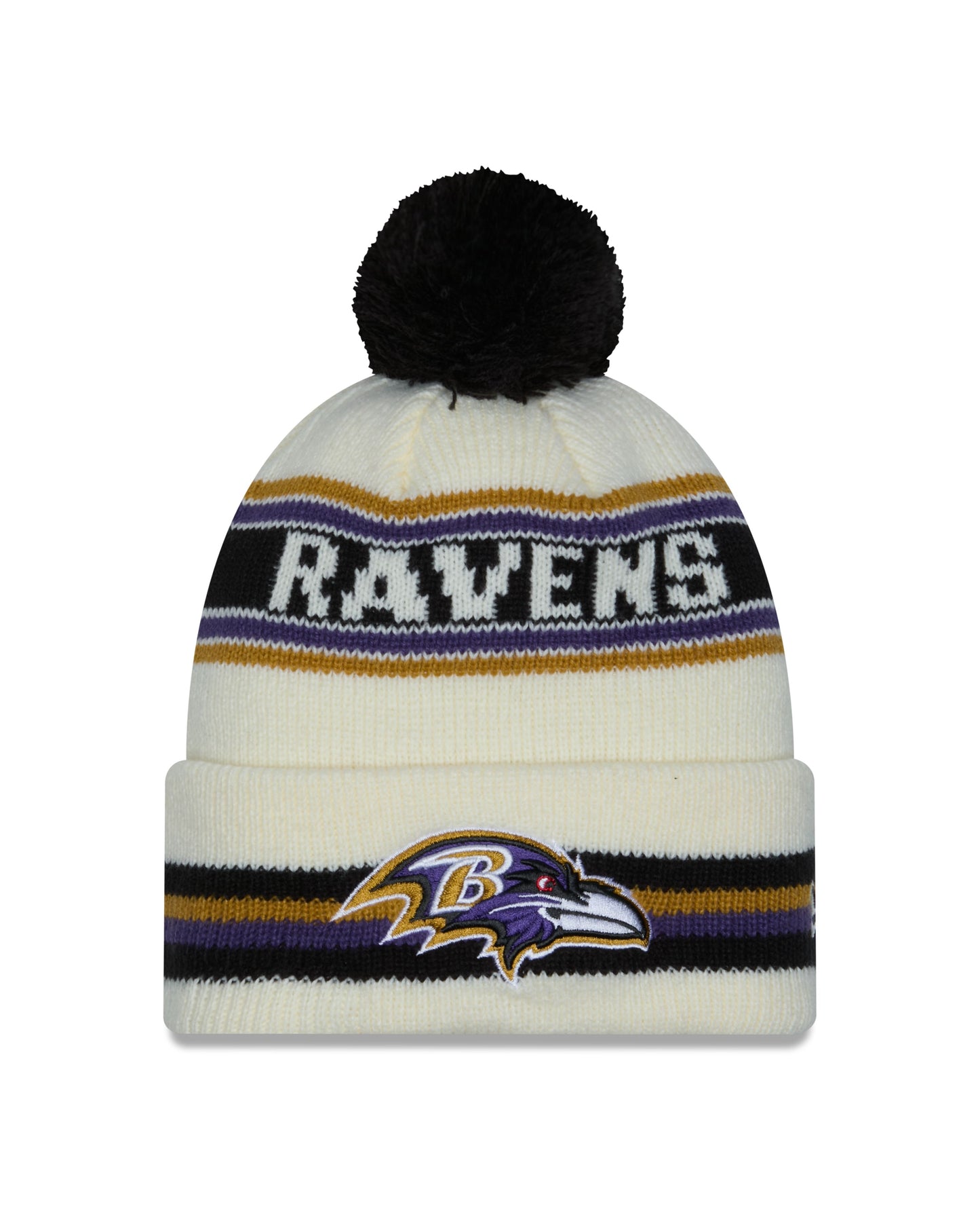 NFL Knit Hat Pom White Classic Ravens