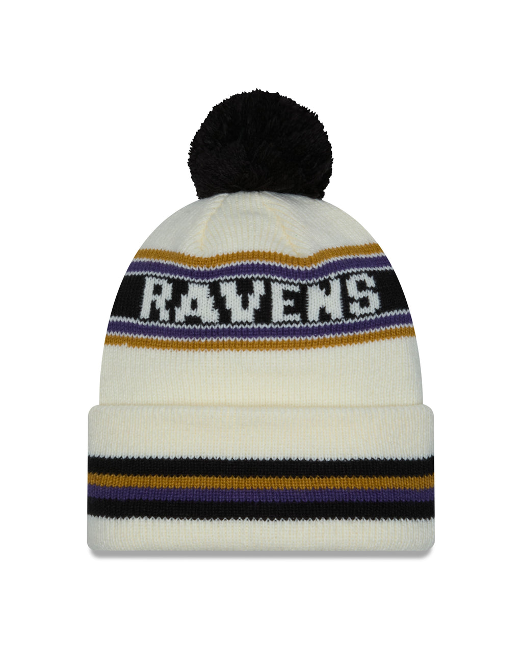 NFL Knit Hat Pom White Classic Ravens