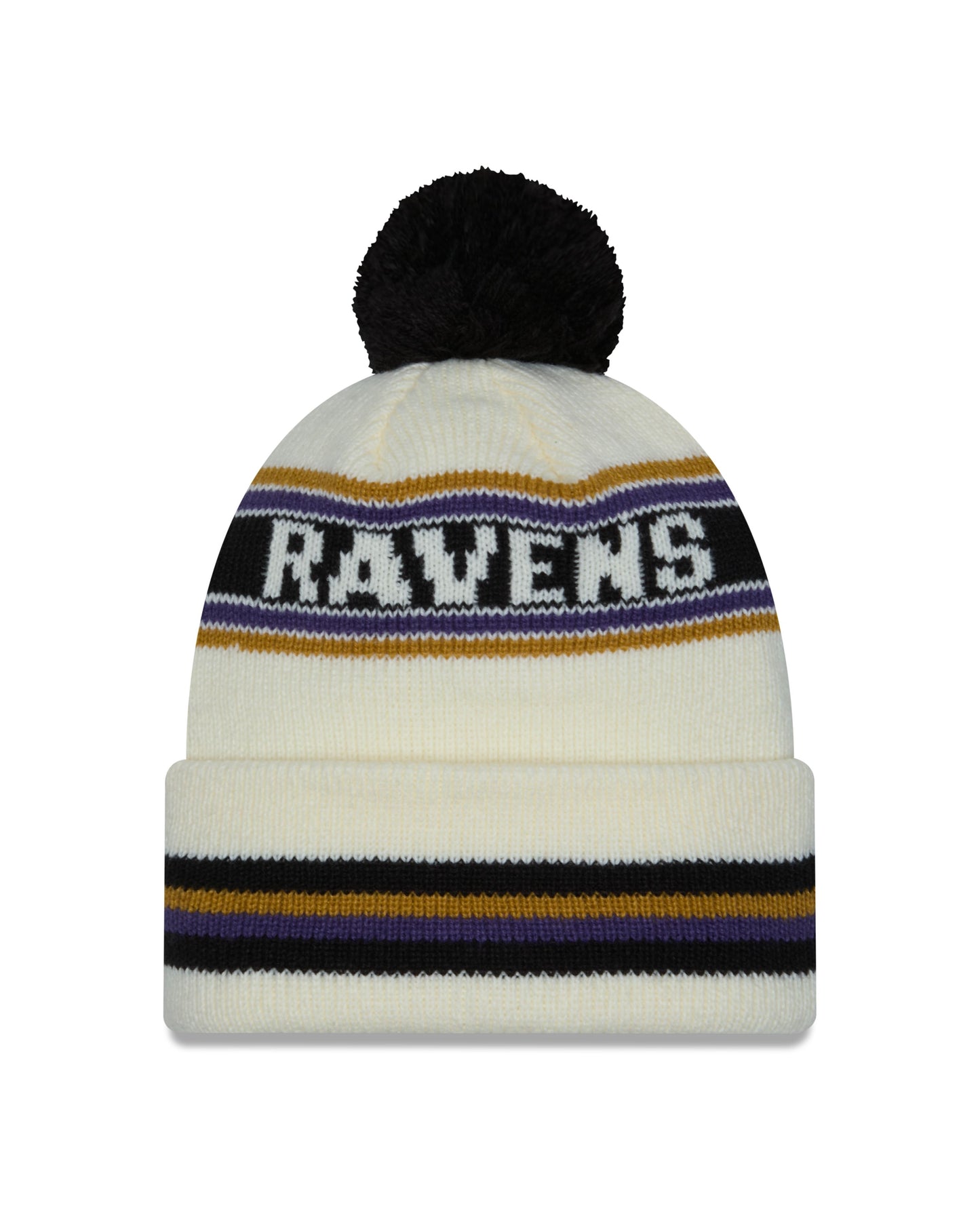 NFL Knit Hat Pom White Classic Ravens