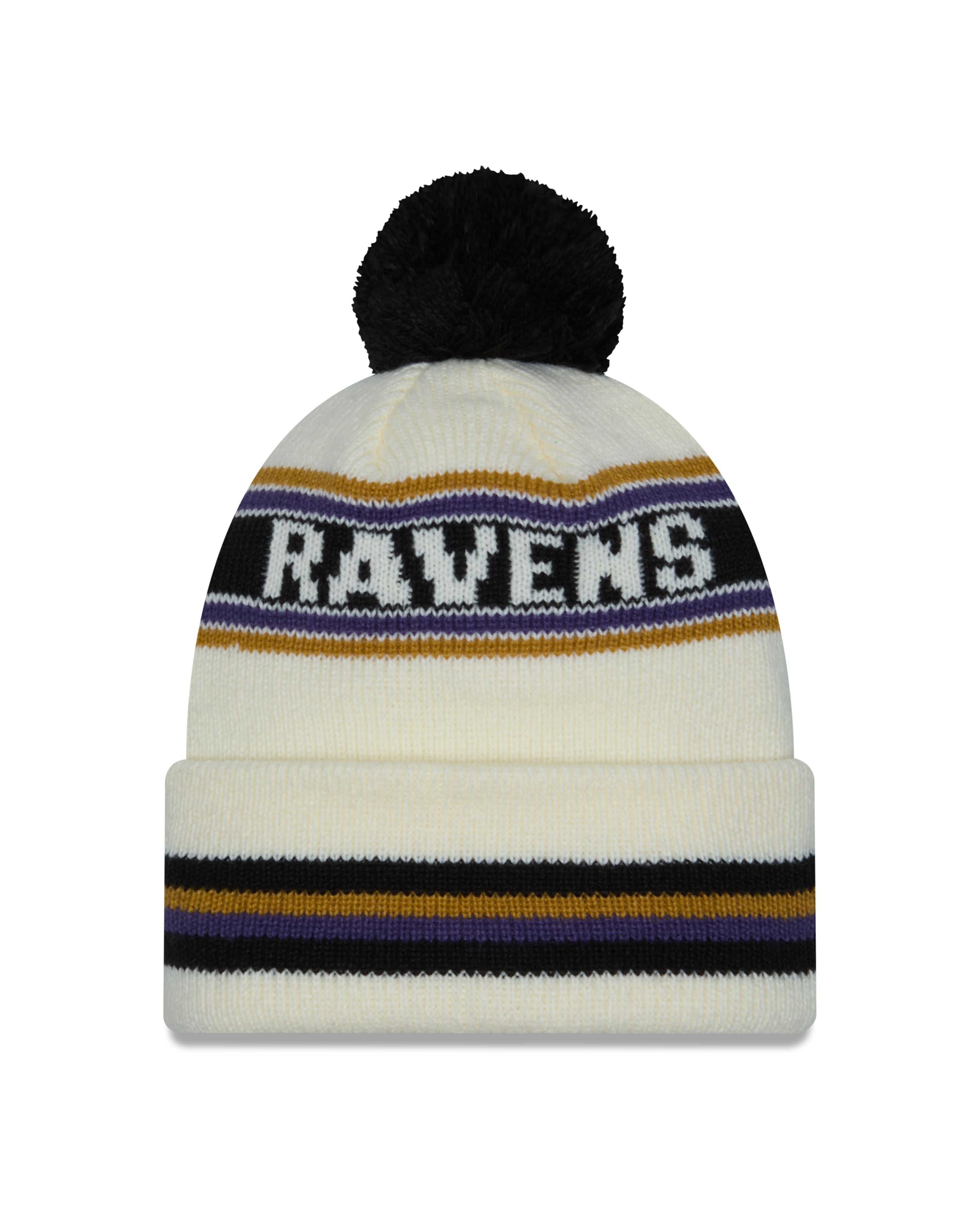 NFL Knit Hat Pom White Classic Ravens