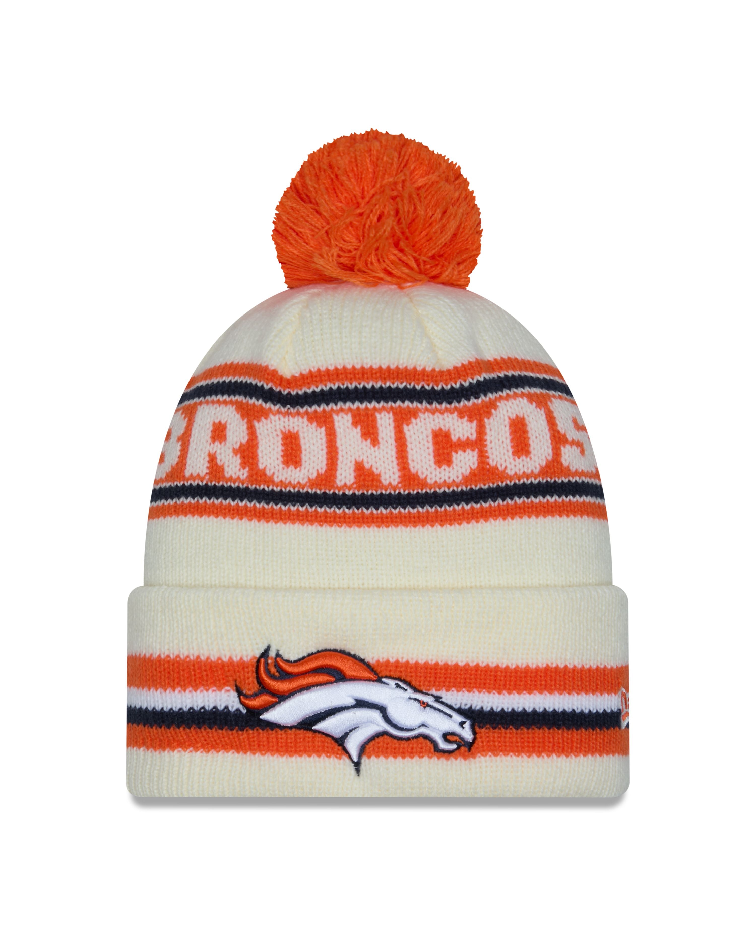 NFL Knit Hat Pom White Classic Broncos