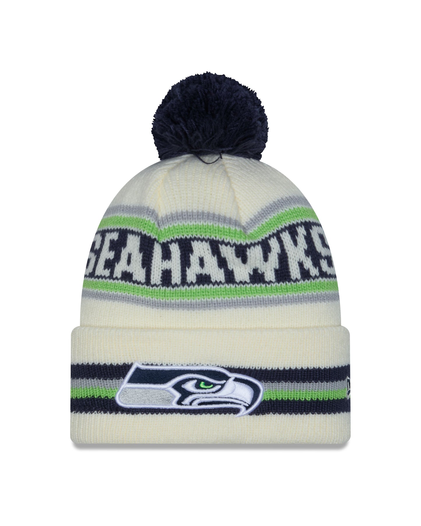 NFL Knit Hat Pom White Classic Seahawks
