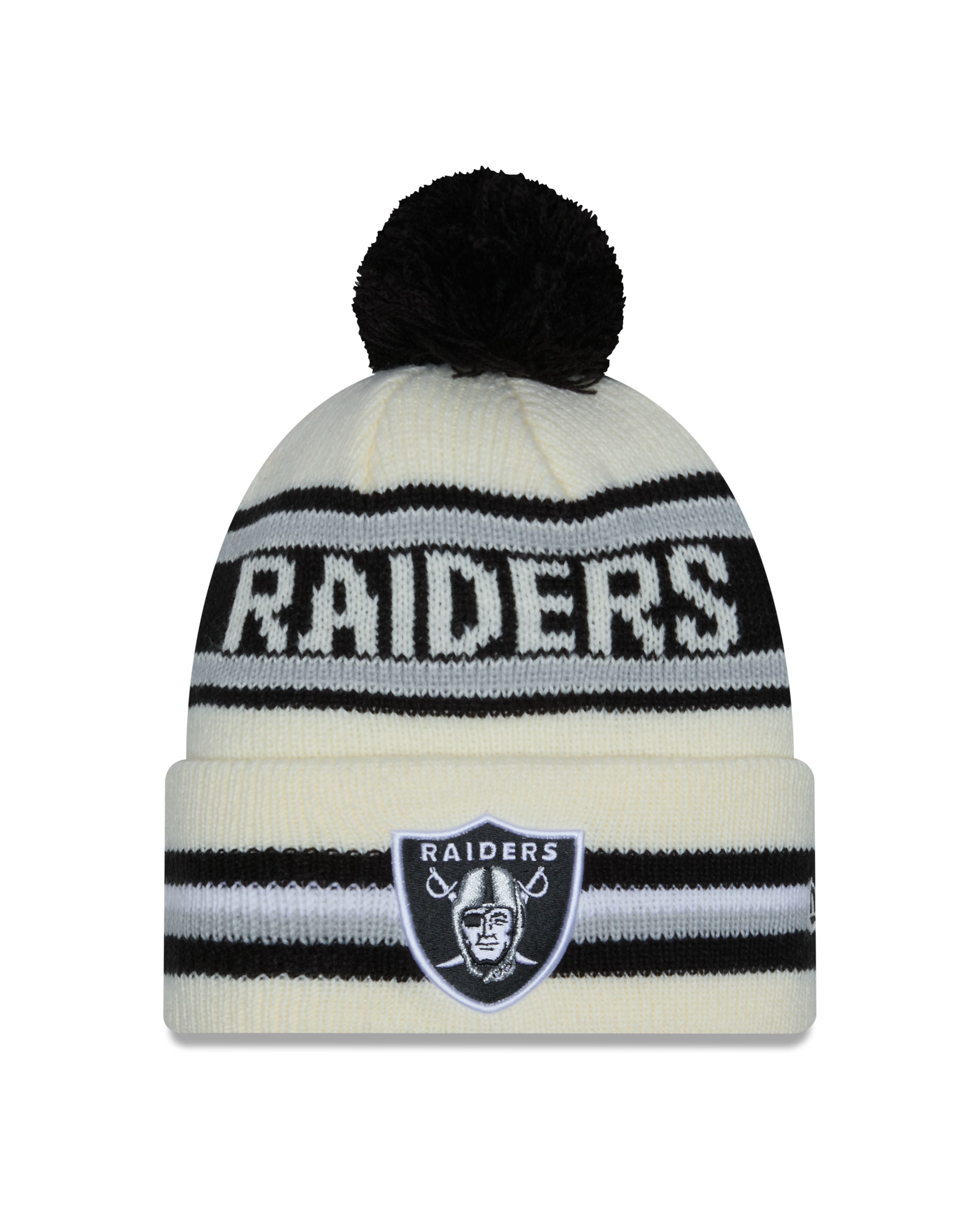 NFL Knit Hat Pom White Classic Raiders