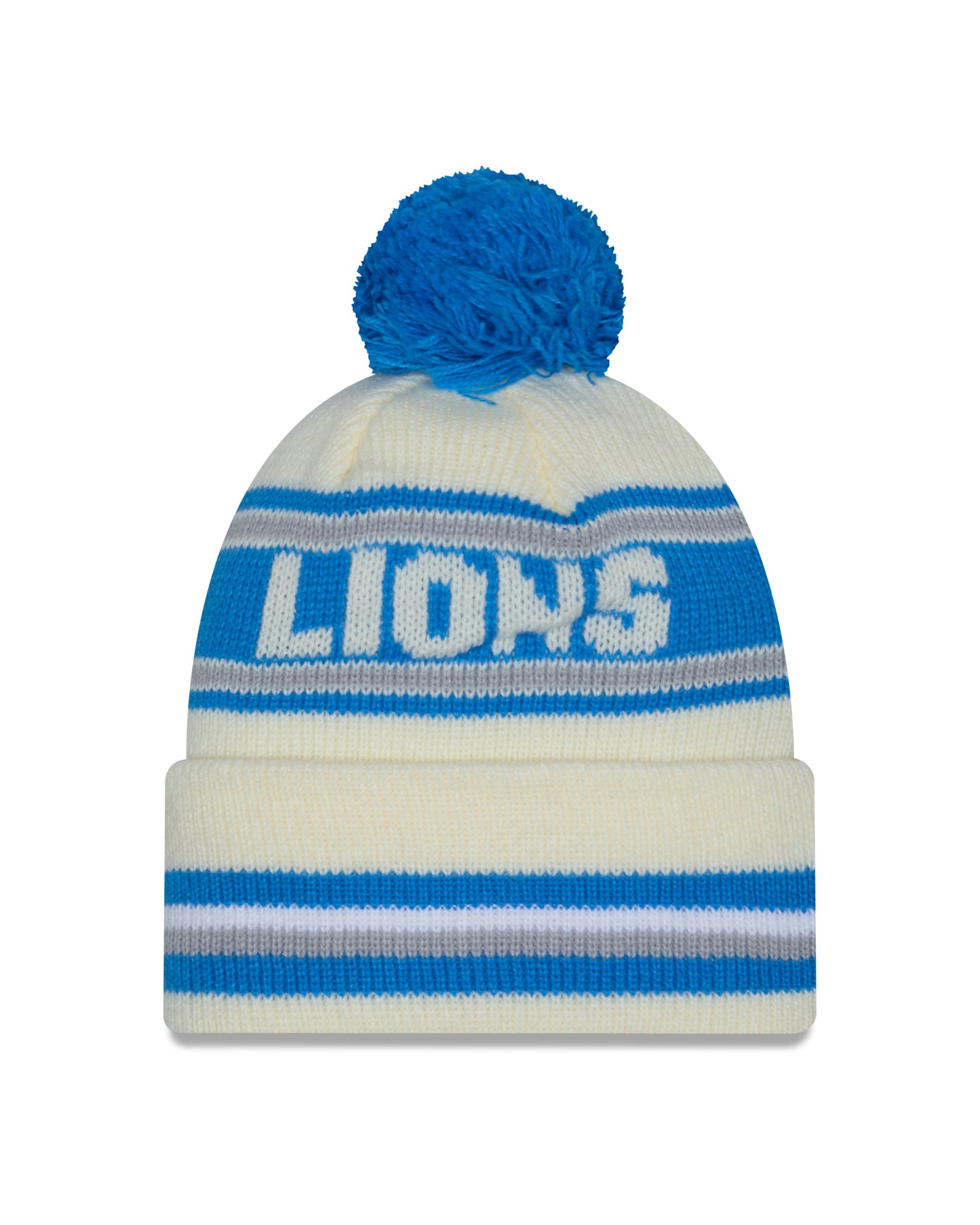 NFL Knit Hat Pom White Classic Lions
