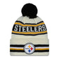 NFL Knit Hat Pom White Classic Steelers