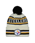 NFL Knit Hat Pom White Classic Steelers