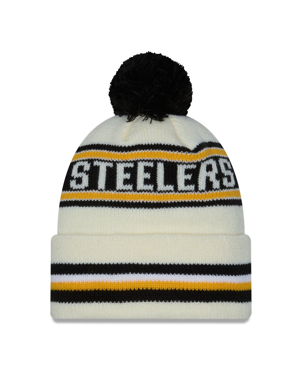 NFL Knit Hat Pom White Classic Steelers