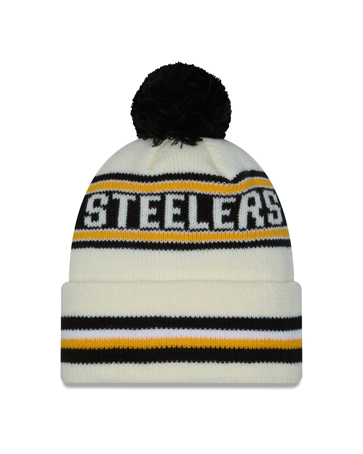 NFL Knit Hat Pom White Classic Steelers