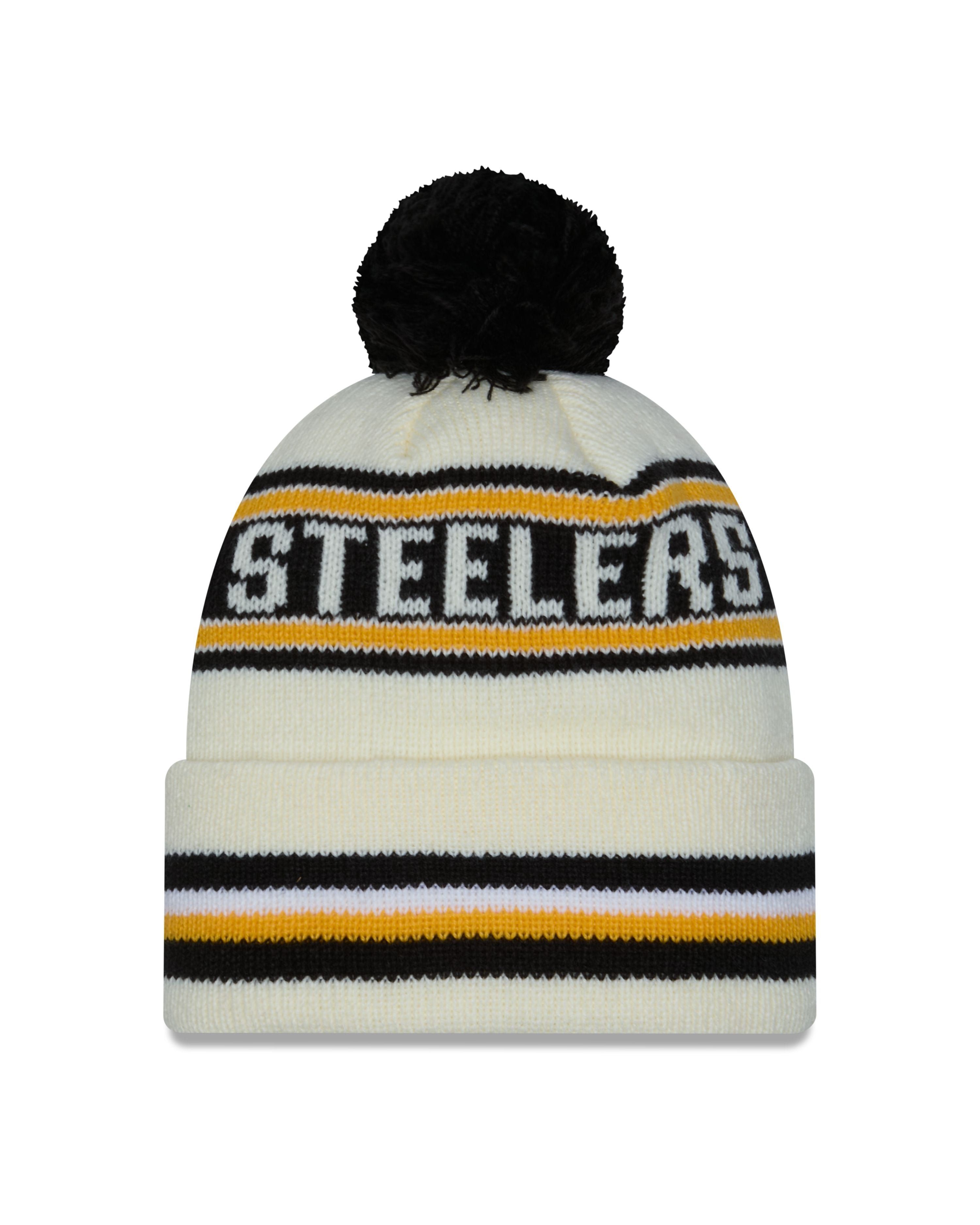 NFL Knit Hat Pom White Classic Steelers