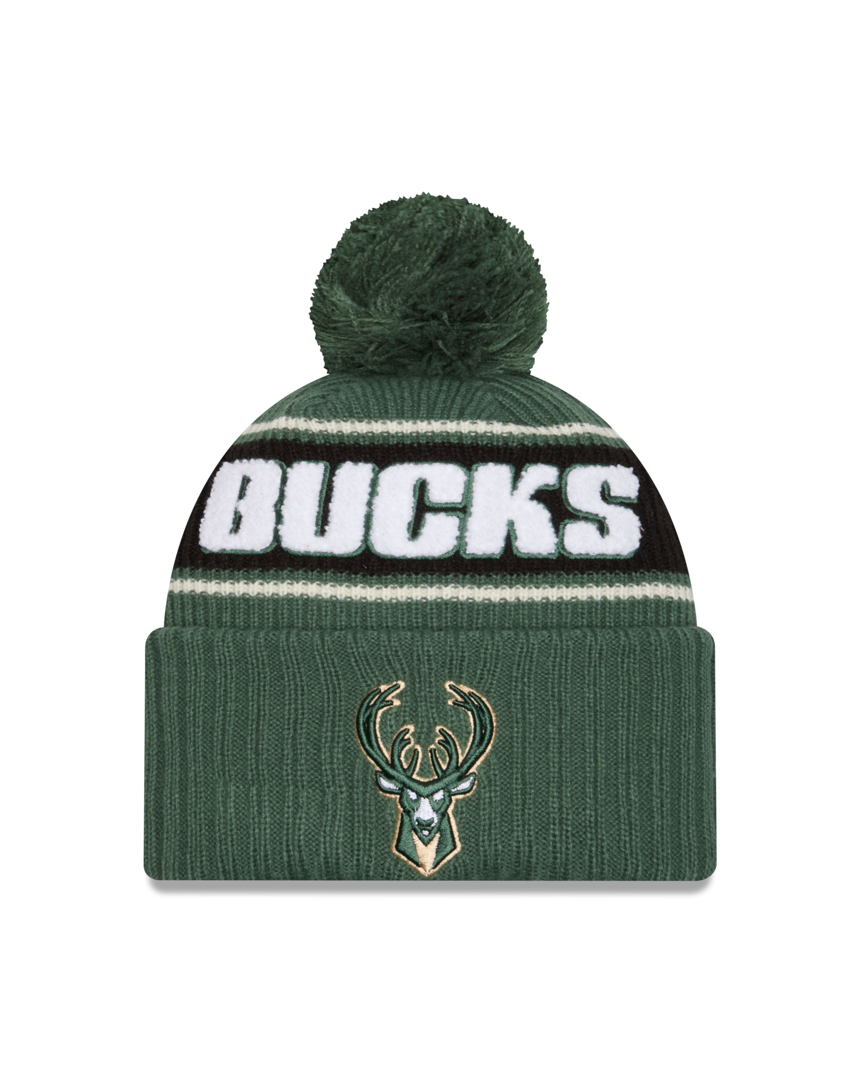 NBA Knit Hat Cuffed Pom Bold Bucks