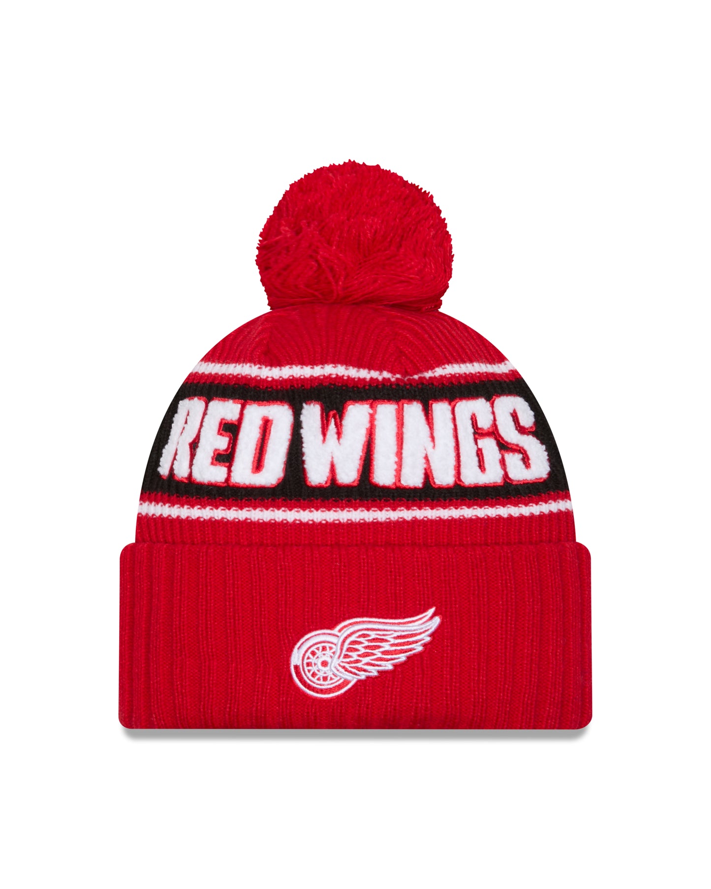 NHL Knit Hat Cuffed Pom Bold Red Wings