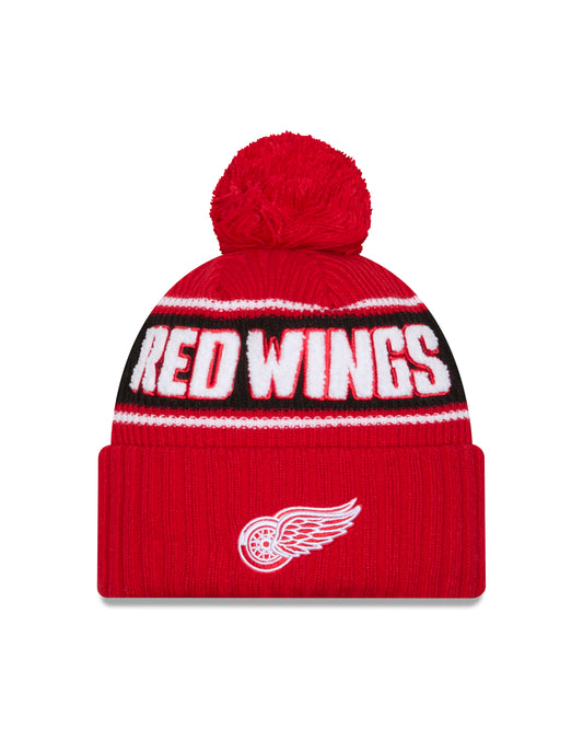 NHL Knit Hat Cuffed Pom Bold Red Wings