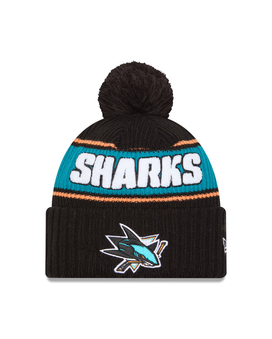 NHL Knit Hat Cuffed Pom Bold Sharks
