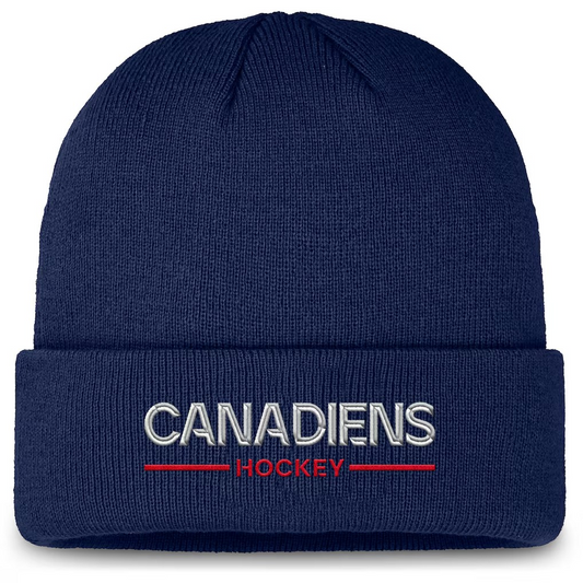 NHL Knit Hat Authentic Pro Cuffed Wordmark Beanie Rink Road 2025 Canadiens