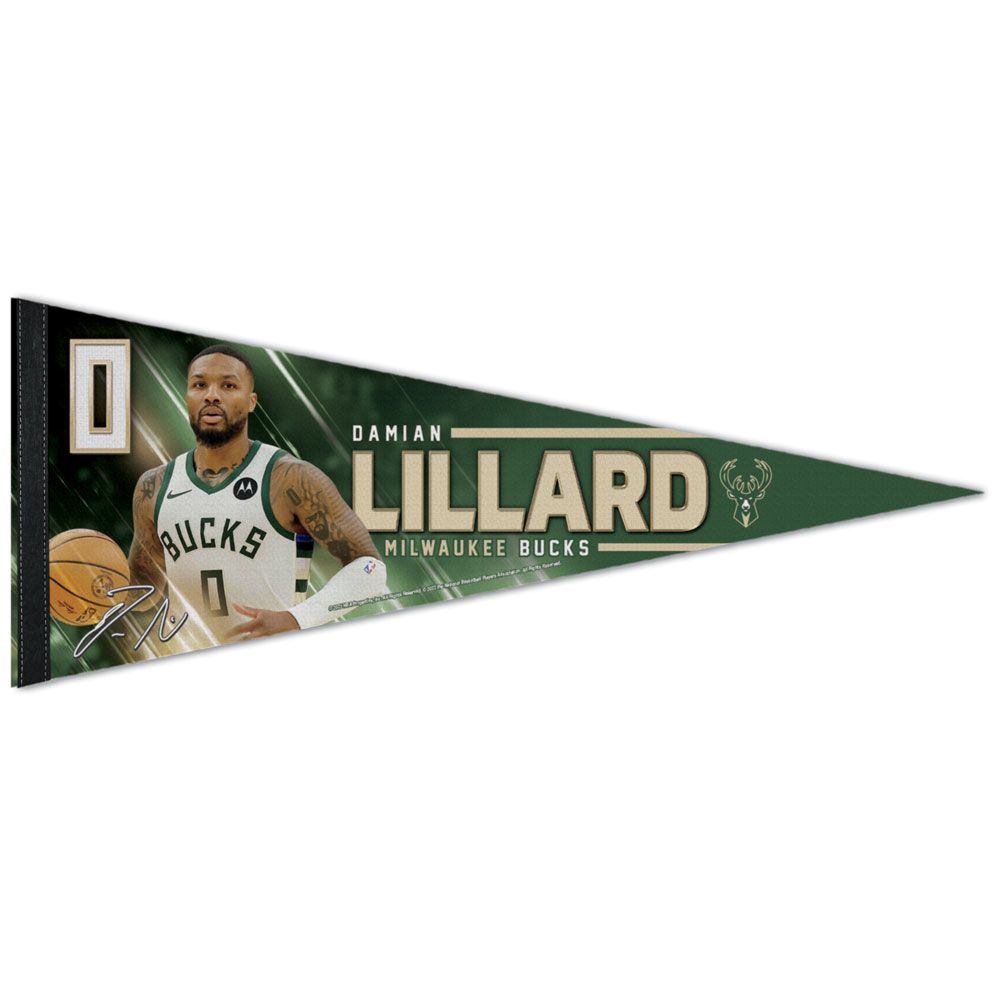 NBA Player Felt Pennant Damian Lillard Bucks