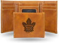 NHL Wallet Leather Laser Engraved Tri-Fold Maple Leafs (Brown)