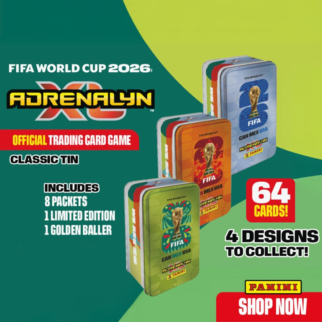 Panini Adrenalyn XL Trading Cards FIFA World Cup 2026 MEGA TIN (66 CARDS + LE & GOLDEN BALLER)