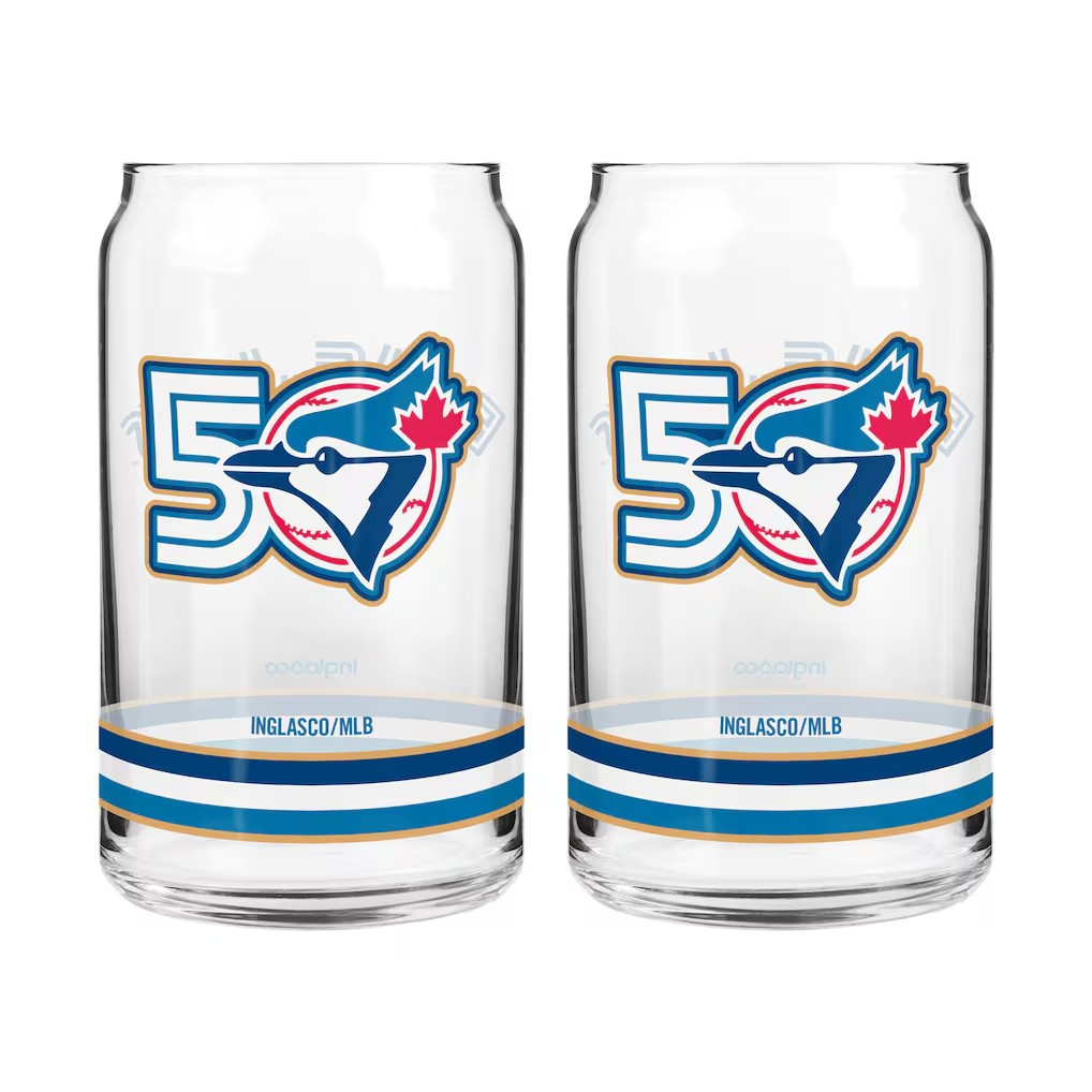 MLB Two-Piece 16oz. Can Glass Set 50th Season Anniversary Blue Jays