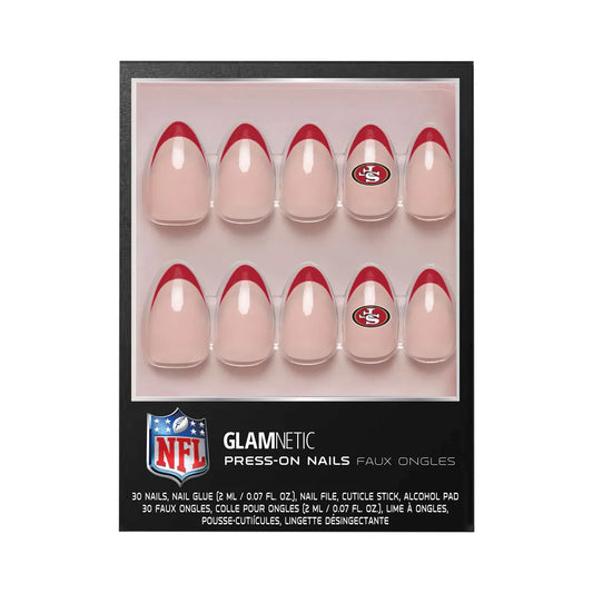 NFL Glamnetic French Tip Press-On Nails 49ers