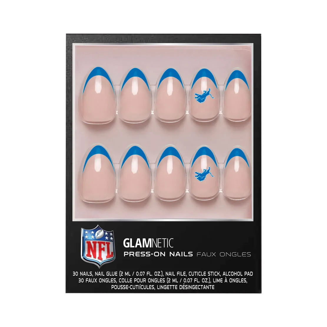 NFL Glamnetic French Tip Press-On Nails Lions