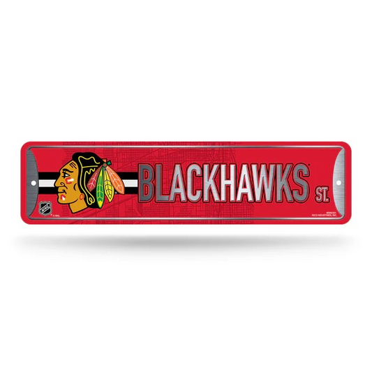 NHL Metal Street Sign 4" x 15 Blackhawks