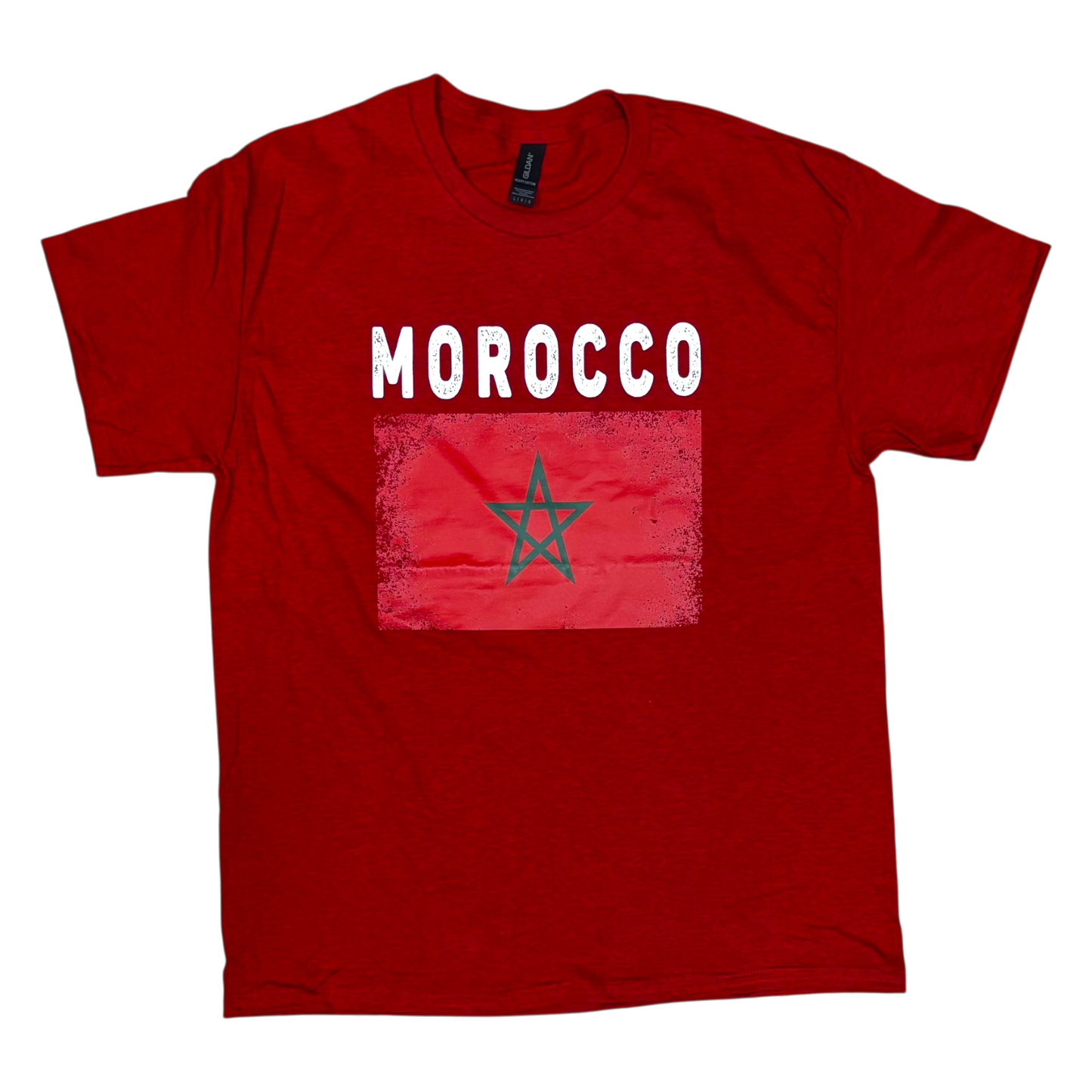 Country T-Shirt Distressed Flag Morocco