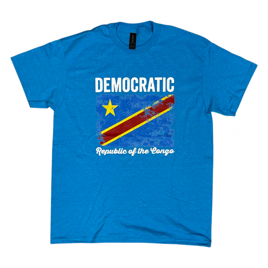 Country T-Shirt Distressed Flag Congo-Kinshasa