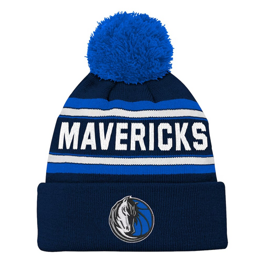 NBA Youth Knit Hat Backboard Jacquard Cuffed with Pom Mavericks
