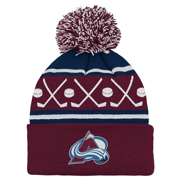 NHL Infant Knit Hat Face-Off Cuff Pom Avalanche