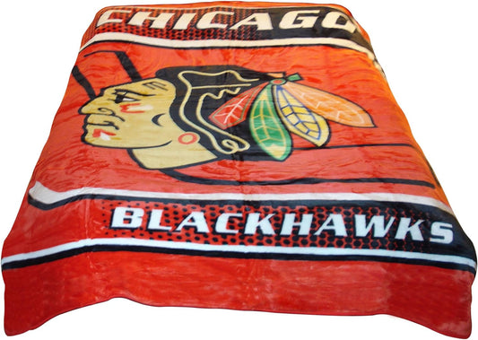 NHL Queen Sized Royal Plush Blanket Blackhawks