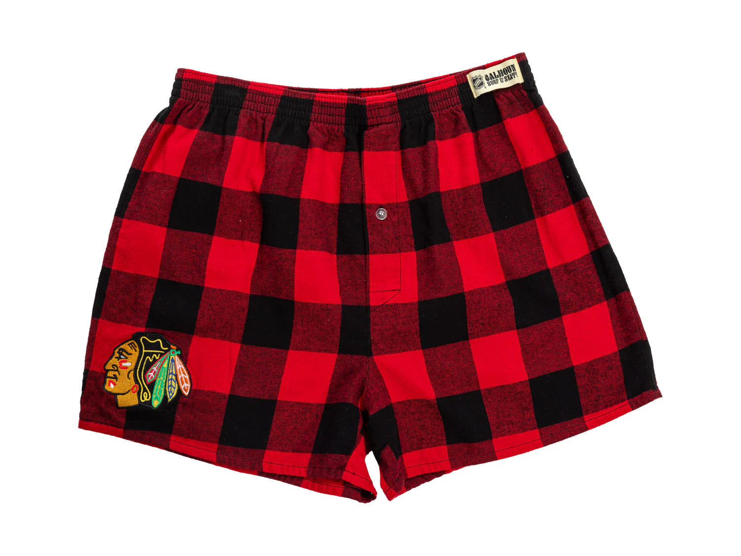 NHL PJ Shorts Buffalo Plaid Blackhawks