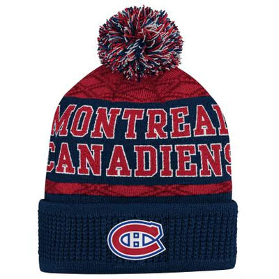 NHL Youth Knit Hat Puck Pattern Cuff Canadiens