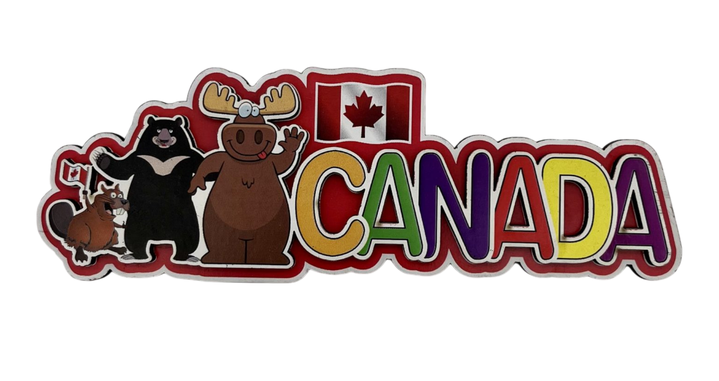Country Magnet Beaver , Bear, and Moose Canada