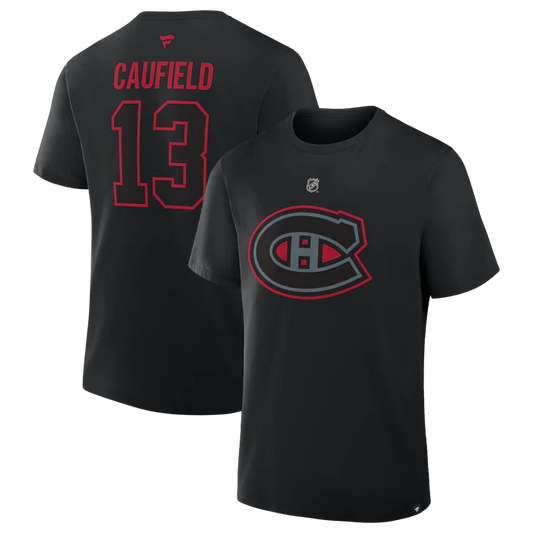 NHL Player T-Shirt Authentic Stack Cole Caufield Canadiens (Black)