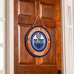 NHL Round Door Décor with Hanging Rope, 18x18 Oilers