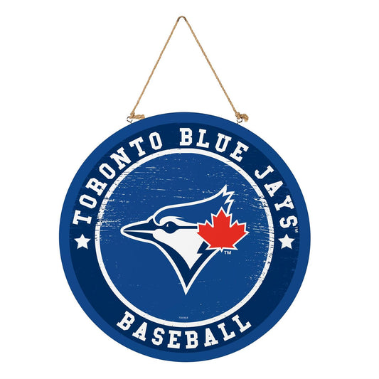 MLB Round Door Décor with Hanging Rope, 18x18 Blue Jays