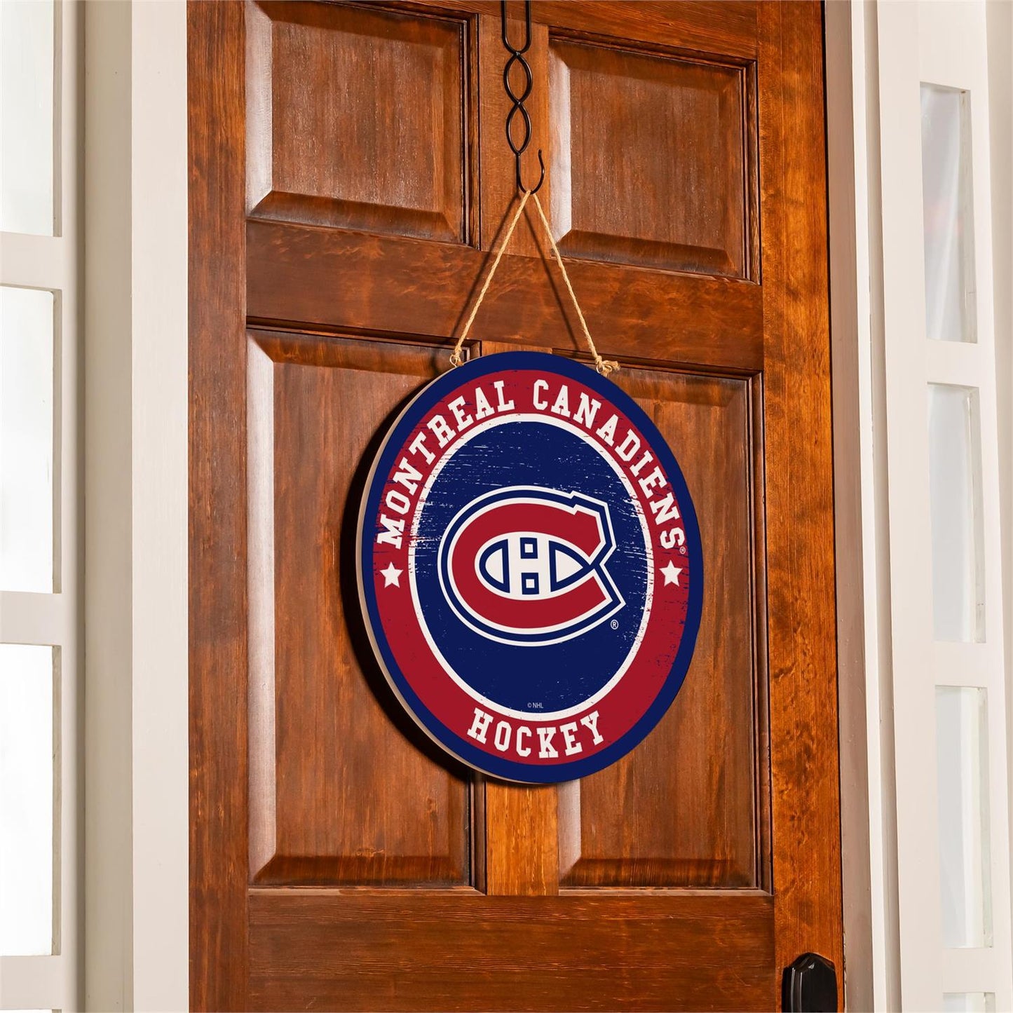 NHL Round Door Décor with Hanging Rope, 18x18 Canadiens