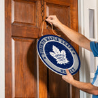 NHL Round Door Décor with Hanging Rope, 18x18 Maple Leafs