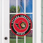 NHL Round Door Décor with Hanging Rope, 18x18 Senators