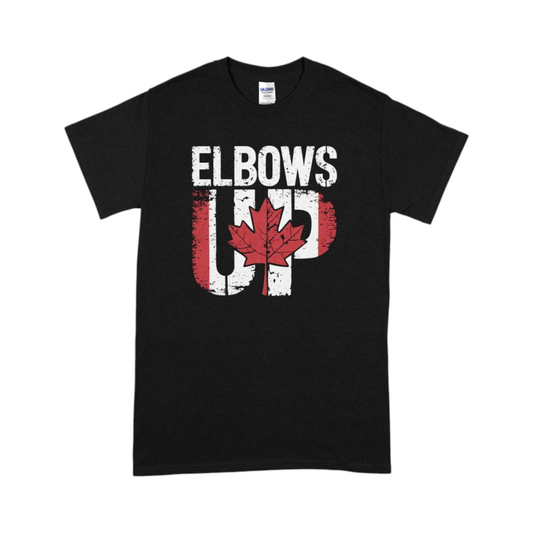 Country T-Shirt Elbows Up Canada Black