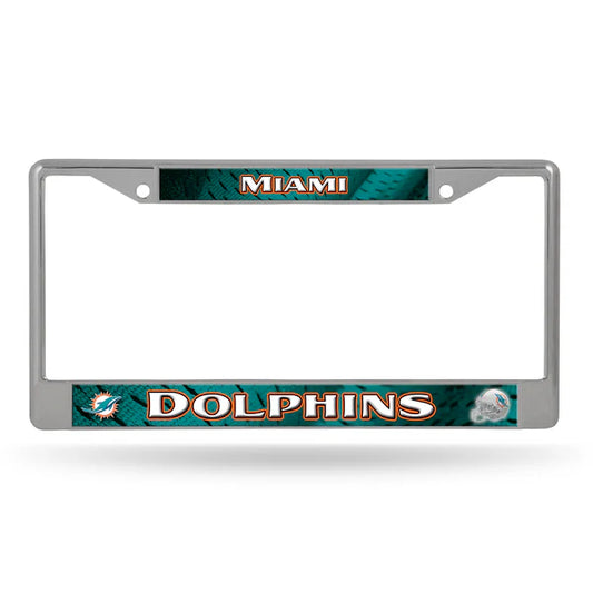 NFL License Plate Frame Chrome Dolphins